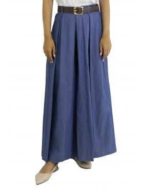 Pantagonna in denim leggero con cintura